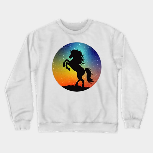 Unicorn Under the Night Sky Crewneck Sweatshirt by Robbgoblin